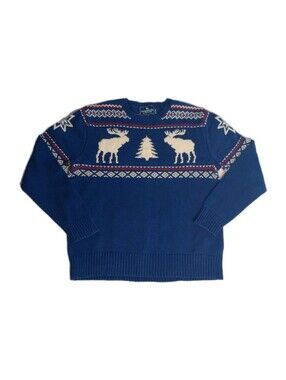 Men's Vintage American Living Ski Sweater Quirky Novelty Double Sided Moose L